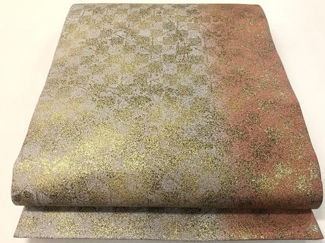 平和屋着物●全通柄袋帯　幾何学間道　金彩　銀座おゝぎ屋扱い　正絹　逸品　未使用　CABL0313vp
