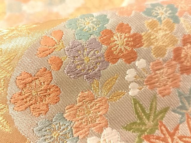 平和屋着物●西陣　服部織物謹製　六通柄袋帯　唐織　流水花松文　金銀糸　正絹　逸品　CABL0316vp