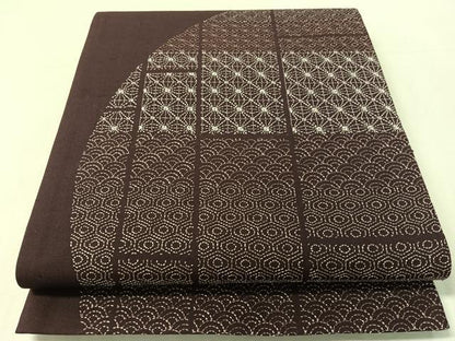 平和屋着物●太鼓柄袋帯　総刺繍　刺し子　紬地　吉祥丸文　正絹　逸品　未使用　CABL0318vp