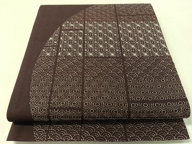 平和屋着物●太鼓柄袋帯　総刺繍　刺し子　紬地　吉祥丸文　正絹　逸品　未使用　CABL0318vp