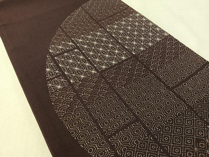 平和屋着物●太鼓柄袋帯　総刺繍　刺し子　紬地　吉祥丸文　正絹　逸品　未使用　CABL0318vp