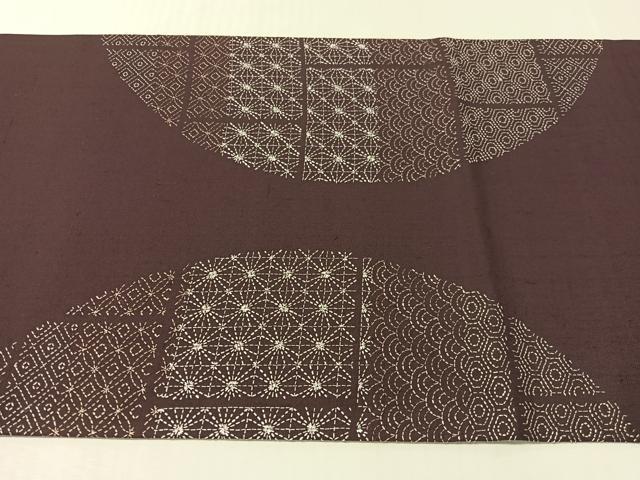 平和屋着物●太鼓柄袋帯　総刺繍　刺し子　紬地　吉祥丸文　正絹　逸品　未使用　CABL0318vp