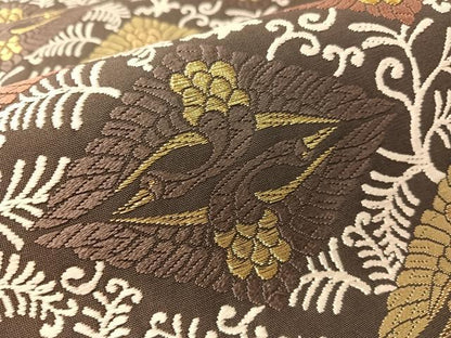 平和屋着物●六通柄袋帯　唐織　双鶴菱文　金糸　正絹　逸品　CABL0320vp