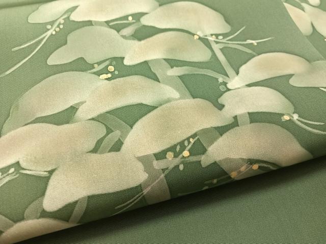 平和屋着物●塩瀬　九寸名古屋帯　作家物　ろうけつ染　松　金彩　正絹　逸品　CABL0324vp