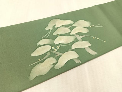 平和屋着物●塩瀬　九寸名古屋帯　作家物　ろうけつ染　松　金彩　正絹　逸品　CABL0324vp