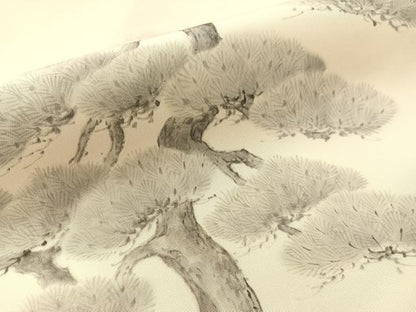 平和屋着物●塩瀬　九寸名古屋帯　作家物　手描き　松　正絹　逸品　CABL0325vp