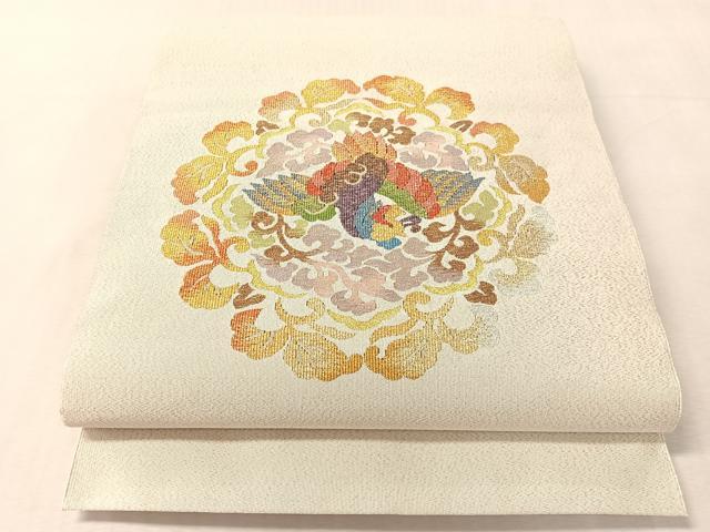 平和屋着物●爪搔き本綴れ　八寸名古屋帯　鳳凰唐草丸文　金銀糸　逸品　CABL0330vp