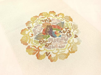 平和屋着物●爪搔き本綴れ　八寸名古屋帯　鳳凰唐草丸文　金銀糸　逸品　CABL0330vp