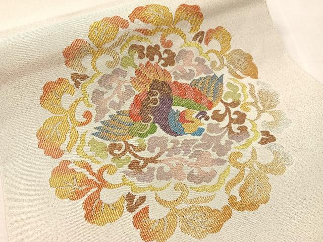 平和屋着物●爪搔き本綴れ　八寸名古屋帯　鳳凰唐草丸文　金銀糸　逸品　CABL0330vp