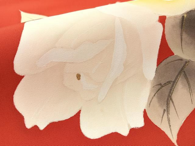 平和屋着物▼塩瀬　九寸名古屋帯　手描き　薔薇　金彩　正絹　逸品　CABL0333vp