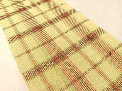 平和屋着物●八寸名古屋帯　紬地　格子柄　正絹　逸品　CABL0336vp