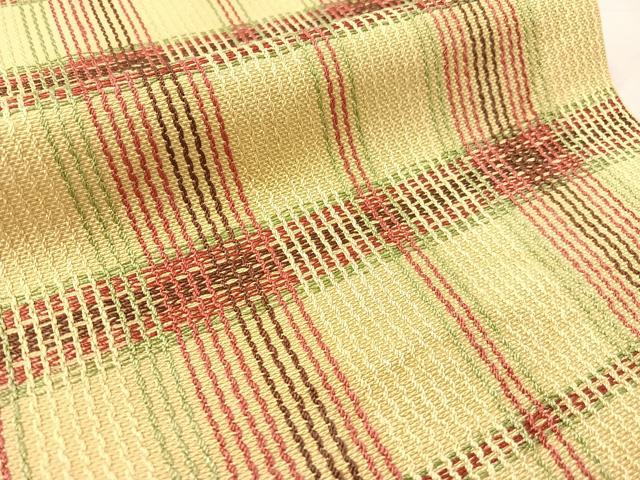 平和屋着物●八寸名古屋帯　紬地　格子柄　正絹　逸品　CABL0336vp