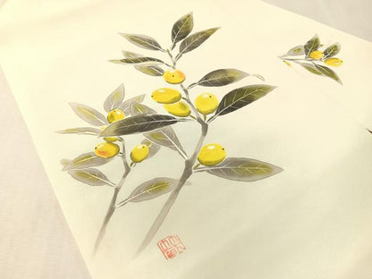 平和屋着物●塩瀬　九寸名古屋帯　作家物　手描き　成り物　正絹　逸品　CABL0338vp