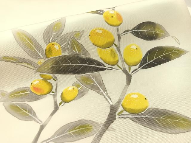 平和屋着物●塩瀬　九寸名古屋帯　作家物　手描き　成り物　正絹　逸品　CABL0338vp