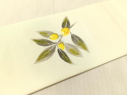 平和屋着物●塩瀬　九寸名古屋帯　作家物　手描き　成り物　正絹　逸品　CABL0338vp