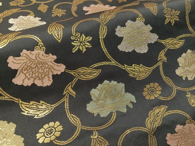 平和屋着物●九寸名古屋帯　牡丹唐草文　金糸　正絹　逸品　CABL0342vp