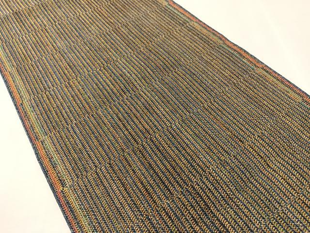 平和屋着物●八寸名古屋帯　組織　間道　金糸　正絹　逸品　CABL0347vp