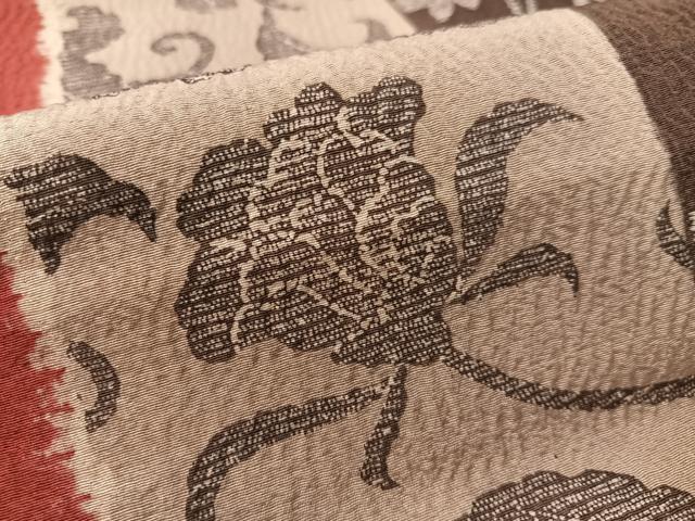 平和屋着物●摺型友禅　京都　多ち花　全通柄　九寸名古屋帯　葡萄唐草間道　正絹　逸品　CABL0350vp
