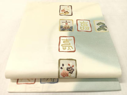 平和屋着物●九寸開き名古屋帯　唐織　宝舟吉祥　金糸　正絹　逸品　未使用　CABL0353vp