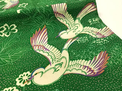 平和屋着物●アンティーク　大正ロマン　全通柄　九寸名古屋帯　飛鳥花文　引き抜き帯　正絹　逸品　CABL0354vp