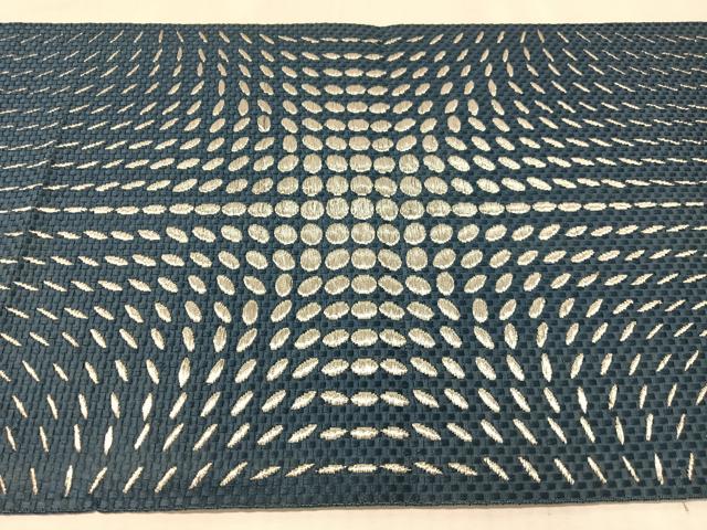 平和屋着物●本場筑前博多織　八寸名古屋帯　幾何学文様　銀糸　正絹　逸品　CABL0356vp