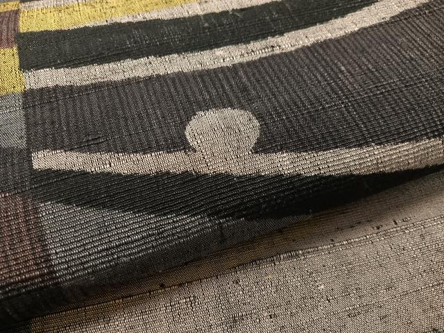 平和屋着物●全通柄　九寸名古屋帯　紬地　幾何学文様　正絹　逸品　CABL0360vp