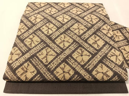 平和屋着物●九寸名古屋帯　生紬　総絞り　菱吉祥文　正絹　逸品　CABL0361vp