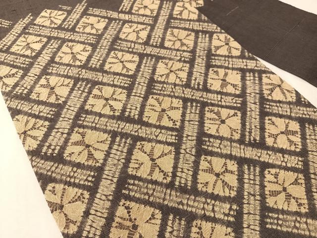 平和屋着物●九寸名古屋帯　生紬　総絞り　菱吉祥文　正絹　逸品　CABL0361vp