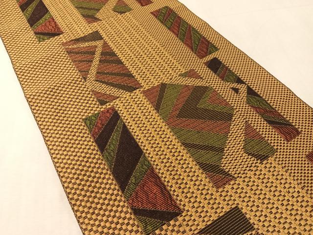 平和屋着物●八寸名古屋帯　色紙吉祥文　金糸　正絹　逸品　CABL0366vp