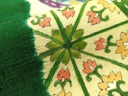 平和屋着物●九寸開き名古屋帯　手描き　紬地　鳳凰花絵皿文　正絹　逸品　CABL0368vp