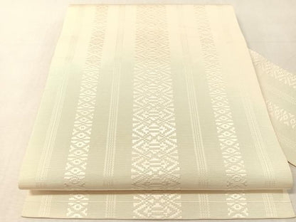 平和屋着物●本場筑前博多織　八寸名古屋帯　献上　胡粉色　正絹　逸品　CABL0375vp