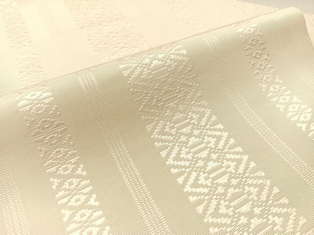 平和屋着物●本場筑前博多織　八寸名古屋帯　献上　胡粉色　正絹　逸品　CABL0375vp
