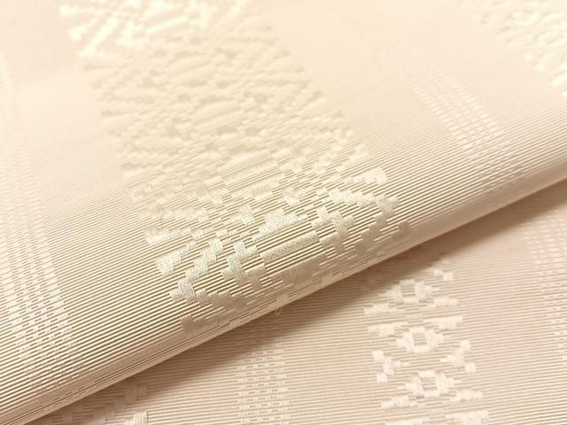 平和屋着物●本場筑前博多織　八寸名古屋帯　献上　胡粉色　正絹　逸品　CABL0375vp