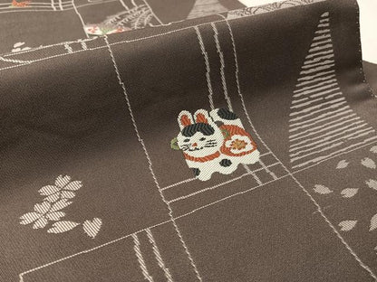 平和屋着物●九寸名古屋帯　唐織　市松玩具文　正絹　逸品　CABL0382vp
