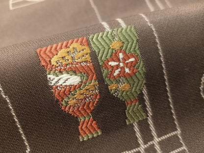 平和屋着物●九寸名古屋帯　唐織　市松玩具文　正絹　逸品　CABL0382vp