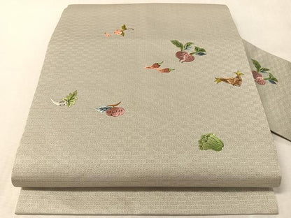 平和屋着物●総刺繍　九寸名古屋帯　成り物　金糸　正絹　逸品　CABL0389vp
