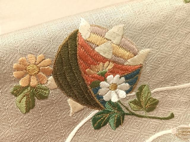 平和屋着物●総刺繍　九寸名古屋帯　成り物　金糸　正絹　逸品　CABL0389vp