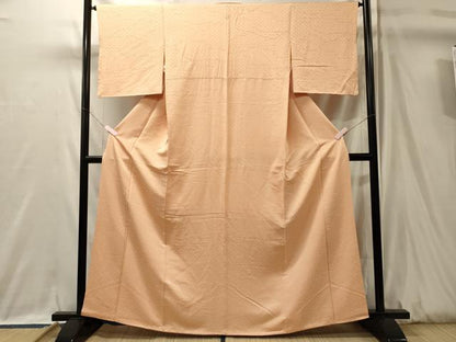 平和屋着物■上質な色無地　七宝地紋　萱草色　正絹　逸品　CABL0401oy