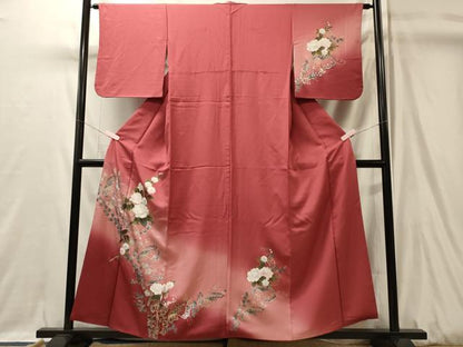 平和屋着物■訪問着　草花文　暈し染め　金銀彩　正絹　逸品　CABL0402oy