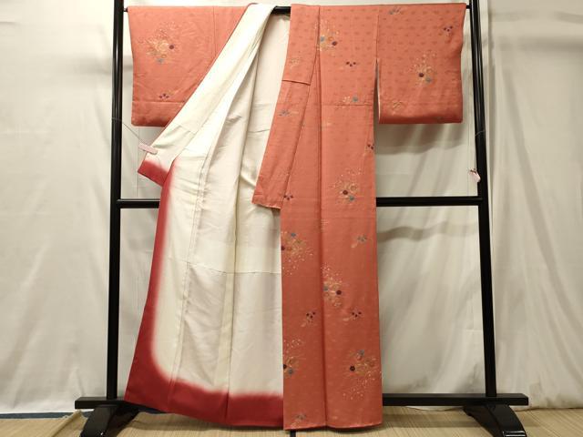 平和屋着物■上質な小紋　絞り　草花文　金彩　正絹　逸品　CABL0408oy