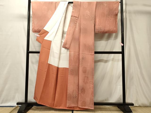 平和屋着物■上質な小紋　地紋起こし　草木文　暈し染め　正絹　逸品　未使用　CABL0409oy