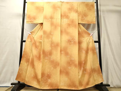 平和屋着物■上質な小紋　地紋起こし　花唐草文　暈し染め　正絹　逸品　未使用　CABL0411oy