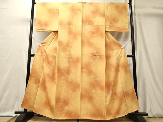 平和屋着物■上質な小紋　地紋起こし　花唐草文　暈し染め　正絹　逸品　未使用　CABL0411oy