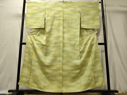 平和屋着物■上質な小紋　扇　暈し染め　銀糸　正絹　逸品　CABL0412oy