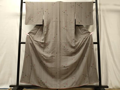 平和屋着物■上質な小紋　松葉花間道　正絹　逸品　CABL0420oy