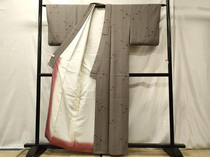 平和屋着物■上質な小紋　松葉花間道　正絹　逸品　CABL0420oy