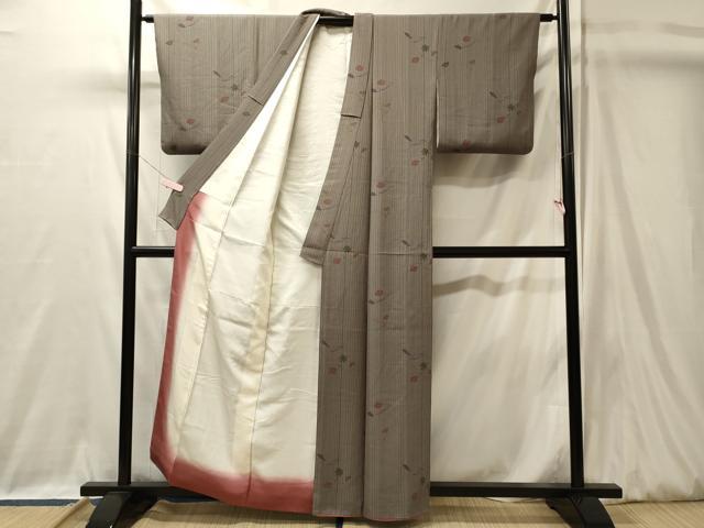 平和屋着物■上質な小紋　松葉花間道　正絹　逸品　CABL0420oy