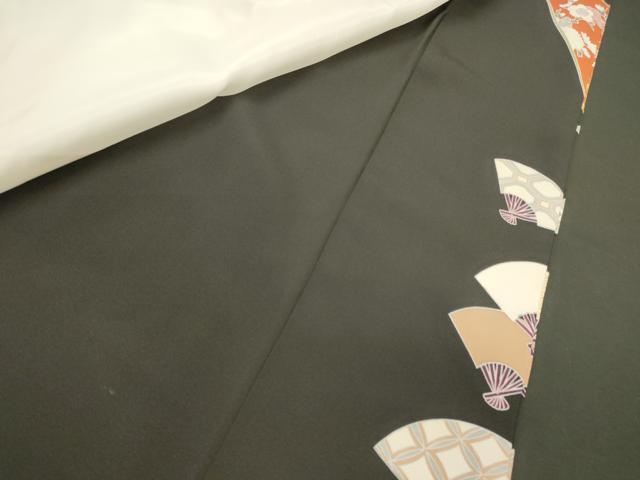 平和屋着物■豪華黒留袖　作家物　刺繍　扇面地紙花文　金彩　正絹　逸品　CABL0423oy