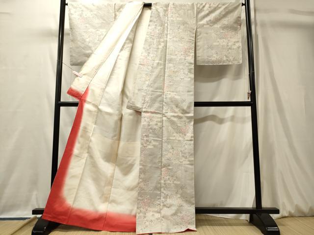 平和屋着物■上質な紬　120亀甲　草花文　正絹　逸品　未使用　CABL0429oy