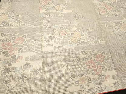 平和屋着物■上質な紬　120亀甲　草花文　正絹　逸品　未使用　CABL0429oy
